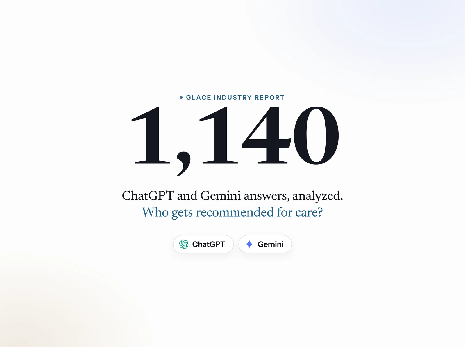 Glace industry report cover: 1,140 ChatGPT and Gemini answers analyzed to see who gets recommended for care